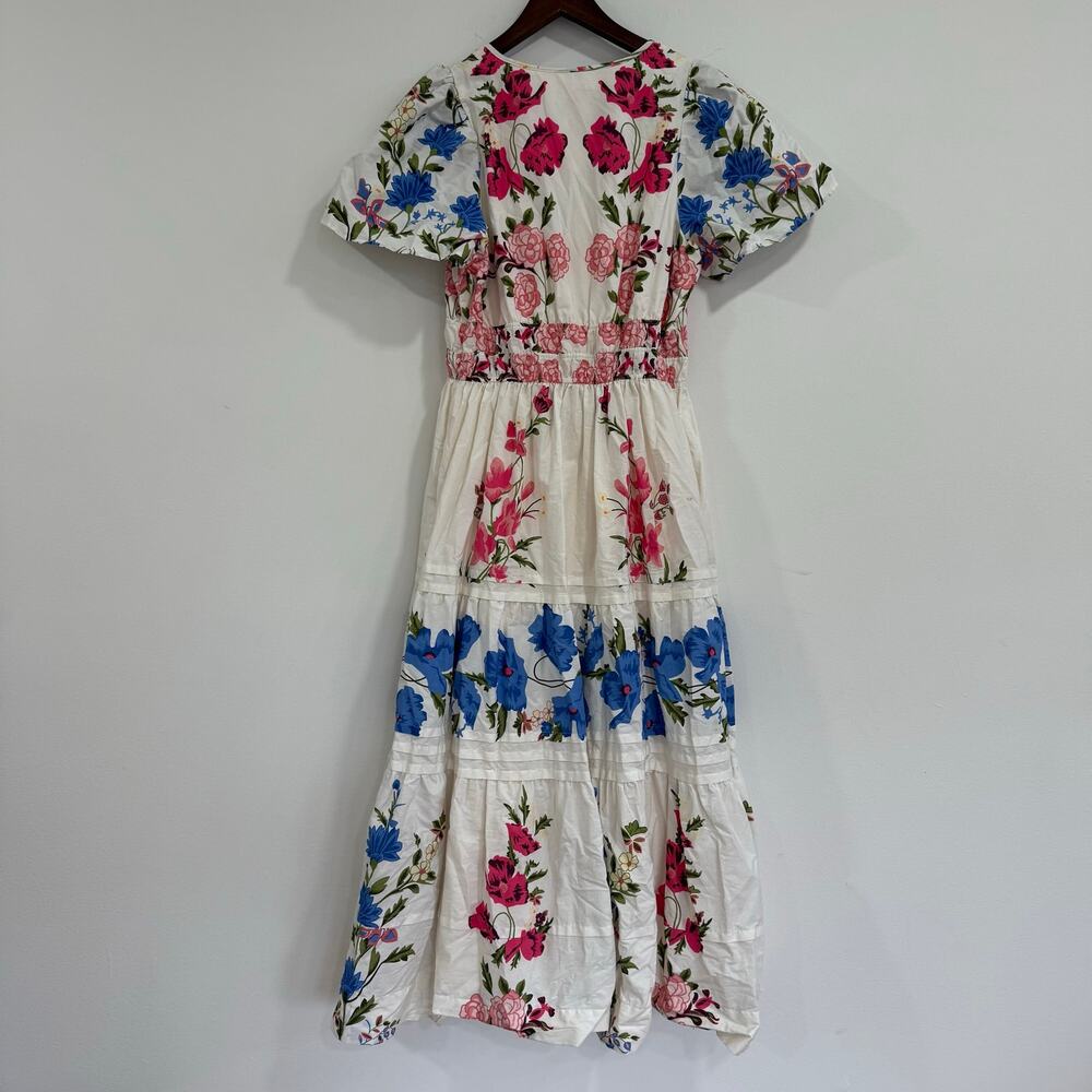 Anthropologie Somerset White Floral Maxi Dress Size M Petite - Picture 7 of 8